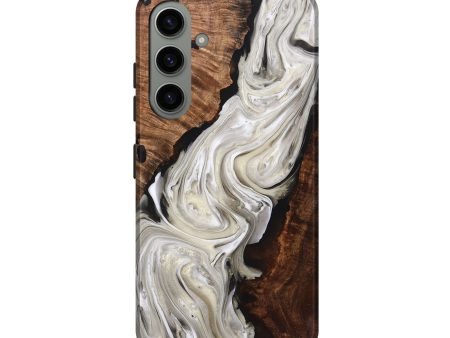 Galaxy S24 Wood+Resin Live Edge Phone Case - Ivy (Black & White, 693576) Supply