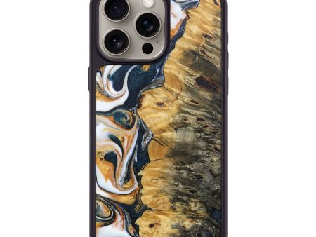 iPhone 15 Pro Max Wood+Resin Phone Case - Alton (Teal & Gold, 692470) Sale