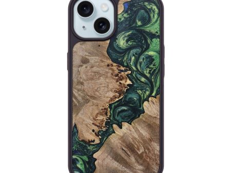 iPhone 15 Wood+Resin Phone Case - Aitana (Green, 693913) on Sale