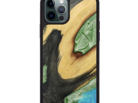 iPhone 12 Pro Max Wood+Resin Phone Case - Henry (Green, 692618) on Sale