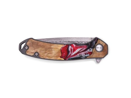 EDC Wood+Resin Pocket Knife - Aidan (Red, 691029) For Sale