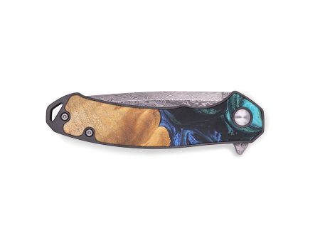 EDC Wood+Resin Pocket Knife - Damien (Blue, 691786) Online now