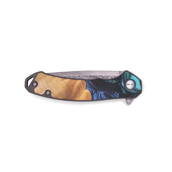 EDC Wood+Resin Pocket Knife - Damien (Blue, 691786) Online now