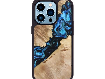 iPhone 14 Pro Wood+Resin Phone Case - Lena (Blue, 692828) Online Sale