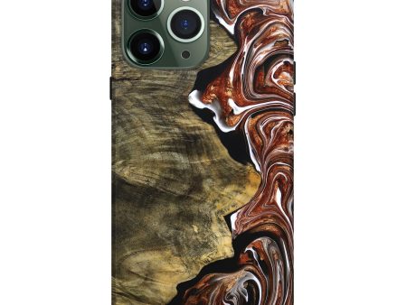 iPhone 13 Pro Max Wood+Resin Live Edge Phone Case - Hector (Black & White, 691889) For Sale