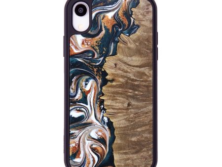 iPhone Xr Wood+Resin Phone Case - Julius (Teal & Gold, 693515) Online now