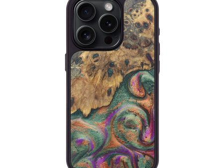 iPhone 15 Pro Wood+Resin Phone Case - Kris (Green, 692458) Cheap