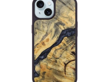 iPhone 15 Wood+Resin Phone Case - Etta (Pure Black, 693842) Hot on Sale