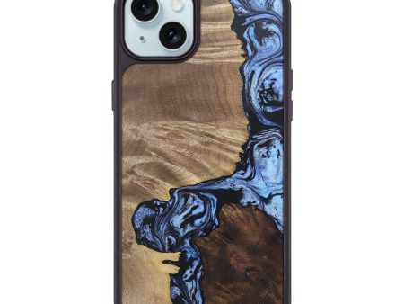 iPhone 15 Plus Wood+Resin Phone Case - Deanna (Blue, 692426) Online Hot Sale