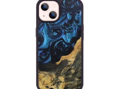 iPhone 14 Wood+Resin Phone Case - Bernard (Blue, 692158) For Cheap