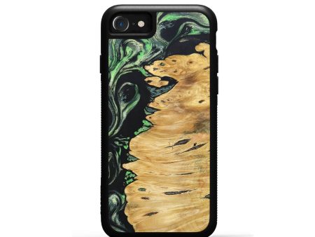 iPhone SE Wood+Resin Phone Case - Sarah (Green, 692782) on Sale