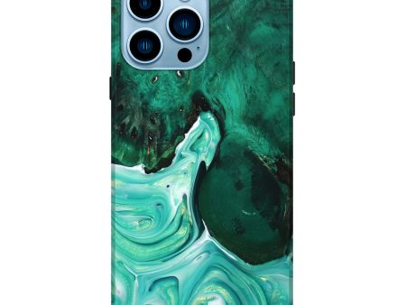 iPhone 14 Pro Max Wood+Resin Live Edge Phone Case - Curtis (Green, 692652) on Sale