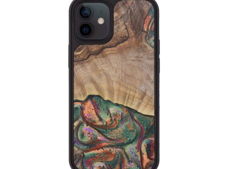 iPhone 12 Wood+Resin Phone Case - Lyla (Green, 692469) For Sale