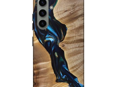 Galaxy S24 Plus Wood+Resin Live Edge Phone Case - Melissa (Teal & Gold, 692663) Online Hot Sale