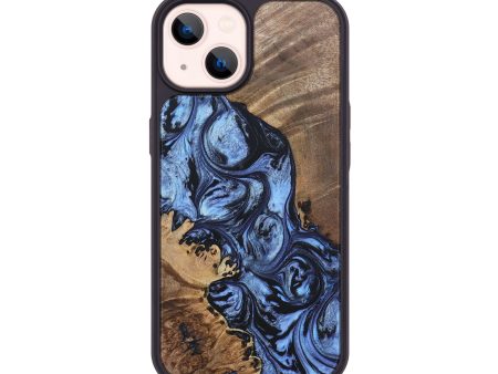 iPhone 14 Wood+Resin Phone Case - Bradley (Blue, 692429) Online Hot Sale