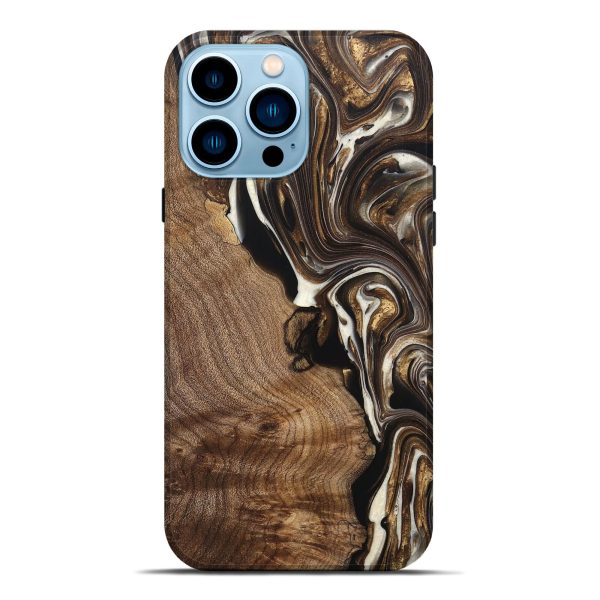 iPhone 14 Pro Max Wood+Resin Live Edge Phone Case - Wendy (Black & White, 691887) Sale