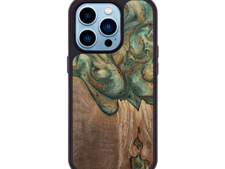 iPhone 14 Pro Wood+Resin Phone Case - Lesley (Green, 692061) Fashion