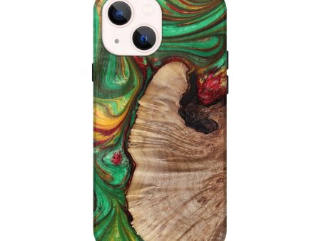 iPhone 14 Wood+Resin Live Edge Phone Case - Mckinley (Reggae, 689494) For Cheap