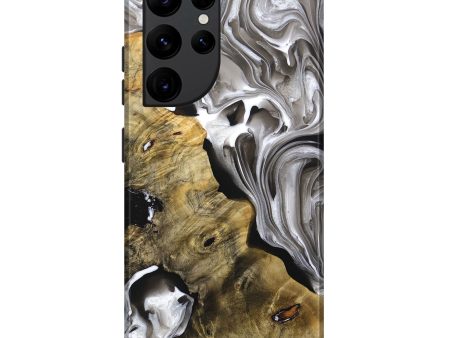 Galaxy S22 Ultra Wood+Resin Live Edge Phone Case - Brent (Black & White, 692523) on Sale