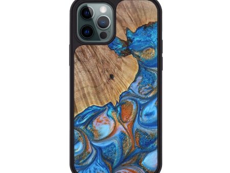 iPhone 12 Pro Wood+Resin Phone Case - Christy (Teal & Gold, 693765) Supply