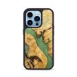 iPhone 14 Pro Wood+Resin Phone Case - Beckett (Green, 692619) For Sale