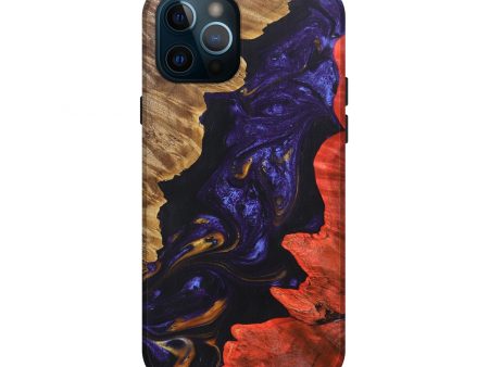 iPhone 12 Pro Wood+Resin Live Edge Phone Case - Averie (Teal & Gold, 691012) Supply