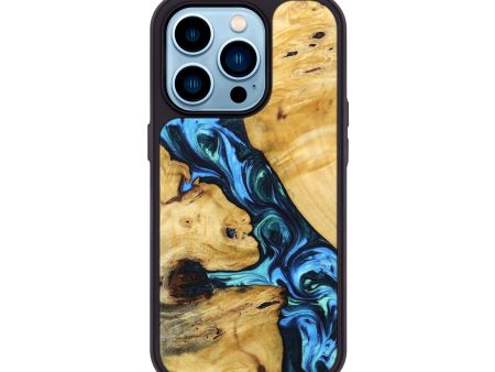 iPhone 14 Pro Wood+Resin Phone Case - Harper (Blue, 692824) Cheap