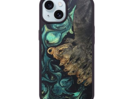 iPhone 15 Wood+Resin Phone Case - Nadia (Green, 690402) Sale