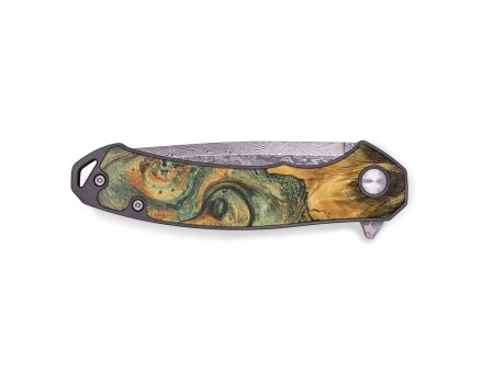 EDC Wood+Resin Pocket Knife - Ernestine (Teal & Gold, 691064) Online Hot Sale