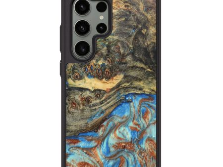 Galaxy S24 Ultra Wood+Resin Phone Case - Aisha (Teal & Gold, 688942) For Cheap