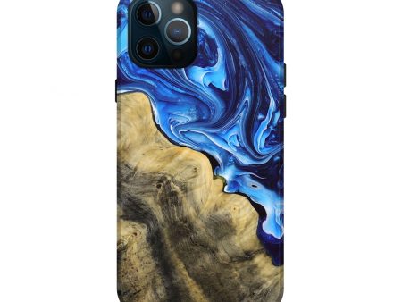 iPhone 12 Pro Wood+Resin Live Edge Phone Case - Ace (Blue, 692648) Discount