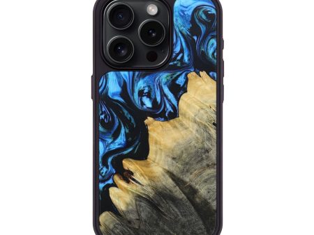 iPhone 15 Pro Wood+Resin Phone Case - Terry (Blue, 692827) Online now