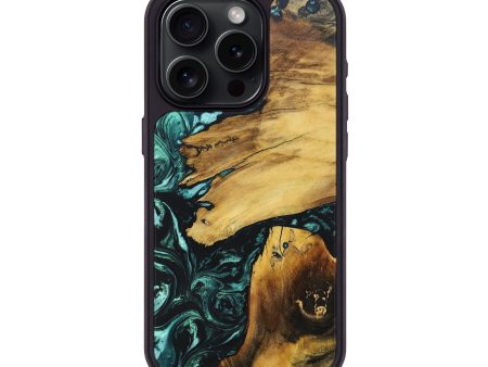 iPhone 15 Pro Wood+Resin Phone Case - Trista (Green, 692256) Discount