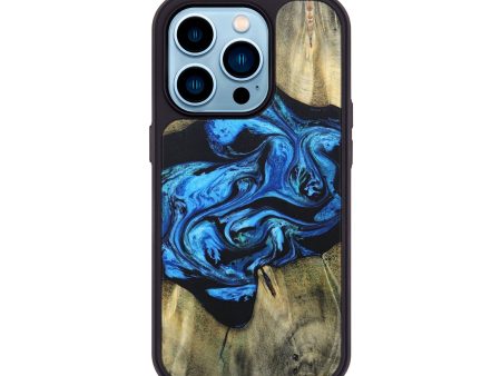 iPhone 14 Pro Wood+Resin Phone Case - Elizabeth (Blue, 691577) For Sale