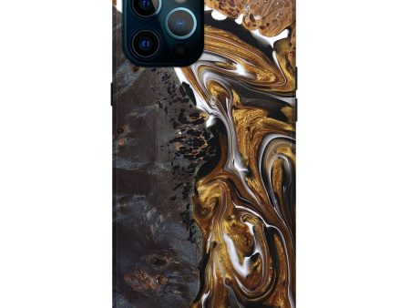 iPhone 12 Pro Max Wood+Resin Live Edge Phone Case - Fannie (Black & White, 692659) Online