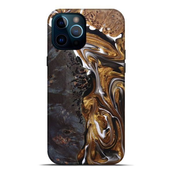 iPhone 12 Pro Max Wood+Resin Live Edge Phone Case - Fannie (Black & White, 692659) Online