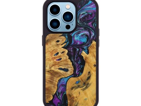 iPhone 14 Pro Wood+Resin Phone Case - Peyton (Purple, 692633) For Sale