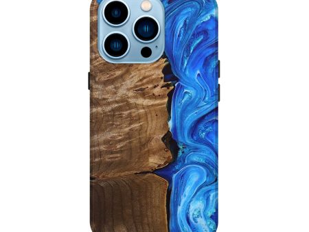 iPhone 14 Pro Wood+Resin Live Edge Phone Case - Winter (Blue, 692320) Fashion