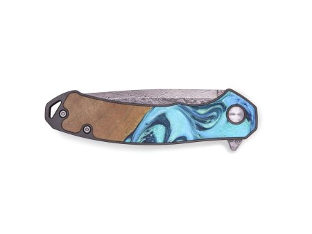 EDC Wood+Resin Pocket Knife - Anderson (Blue, 691777) Supply