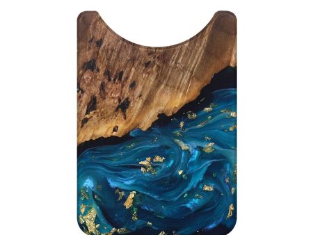 Live Edge Wood+Resin Wallet - Ashleigh (Teal & Gold, 693819) Hot on Sale