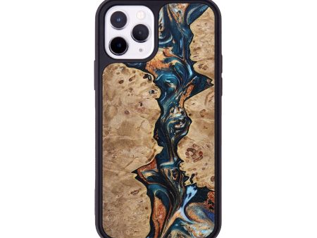 iPhone 11 Pro Wood+Resin Phone Case - Reginald (Teal & Gold, 693768) Supply