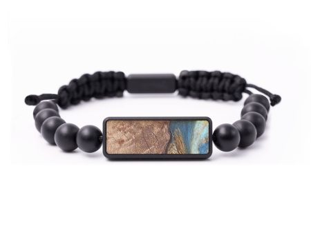 Onyx Bead Wood+Resin Bracelet - Aden (Teal & Gold, 693006) Online