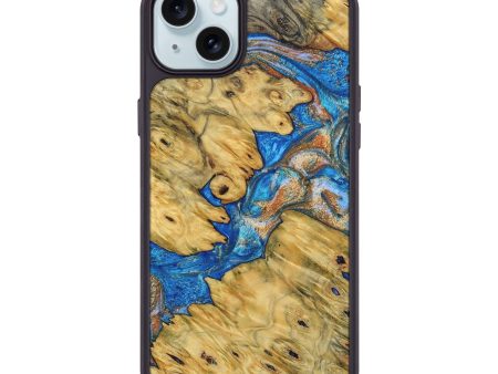 iPhone 15 Plus Wood+Resin Phone Case - Clyde (Teal & Gold, 693767) Online Sale