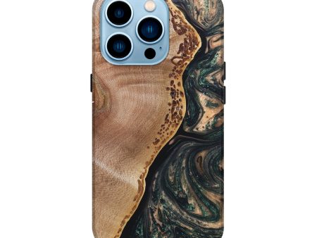 iPhone 14 Pro Wood+Resin Live Edge Phone Case - Robert (Green, 689589) Fashion