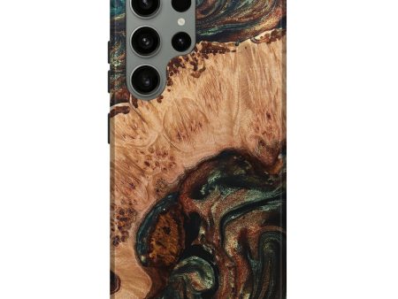 Galaxy S23 Ultra Wood+Resin Live Edge Phone Case - Hailee (Green, 693577) Hot on Sale