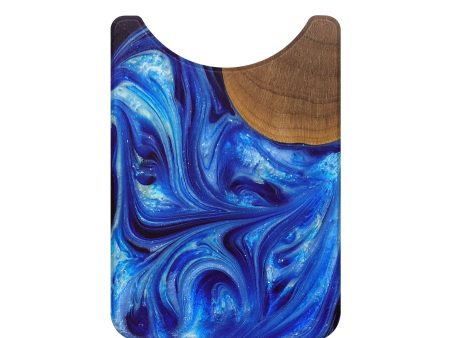 Live Edge Wood+Resin Wallet - Wanda (Blue, 691974) For Sale