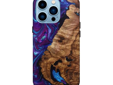 iPhone 14 Pro Wood+Resin Live Edge Phone Case - Milo (Purple, 693792) on Sale