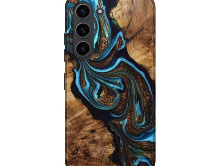 Galaxy S23 Wood+Resin Live Edge Phone Case - Gregory (Teal & Gold, 693958) Online Hot Sale