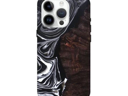 iPhone 15 Pro Wood+Resin Live Edge Phone Case - Alison (Black & White, 691879) Discount