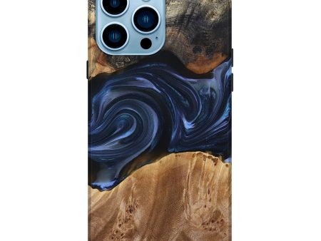 iPhone 14 Pro Max Wood+Resin Live Edge Phone Case - Ben (Blue, 693998) Cheap